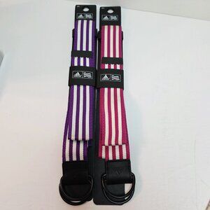 2 Adidas Women's Webbing Belt One Size OSFA Purple Pink White Striped